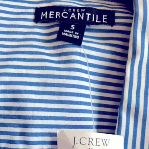 NWT - J Crew Blue & White Stripe Button Down Shirt Ivory Buttons Women's Small - Picture 5 of 6